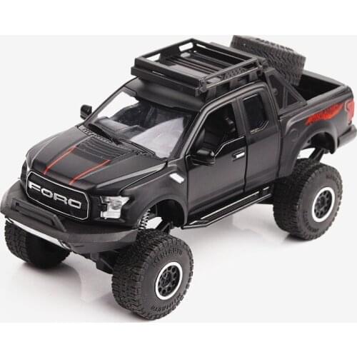 1/28 Scale Ford Raptor F150 Diecast Car Alloy Model with Sound & Light Toy for Kids