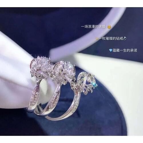 Fashion Elegant Women Dazzling Flower Ring CZ Zircon Anniversary Ring High Quality Delicated Crystal Wedding Engagement Rings