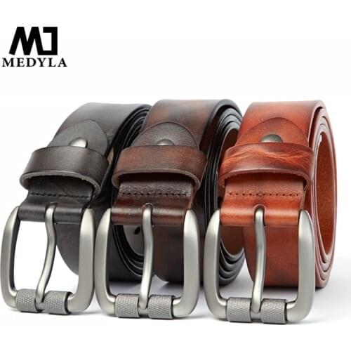 Medyla top natural leather mens leather belt genuine leather fashion casual belt original leather youth pin buckle belt 3.8cm