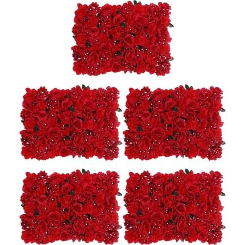 Pack of 5pcs Artificial Silk Flower Wall Panels for Wedding Flower Arrangement Decoration