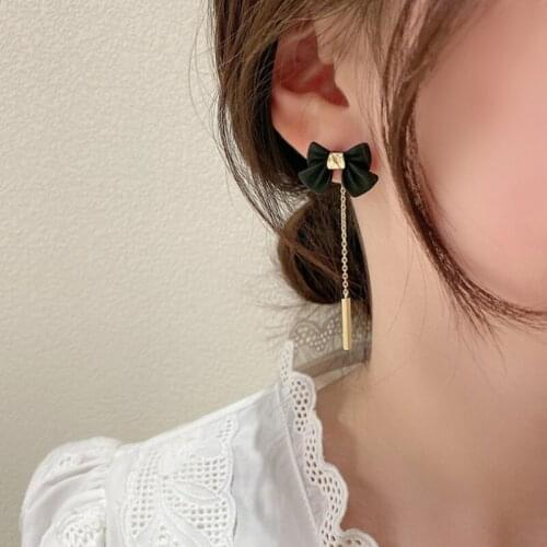New personality creative black bow pendant earrings fashion casual ball earrings for women holiday gift jewelry