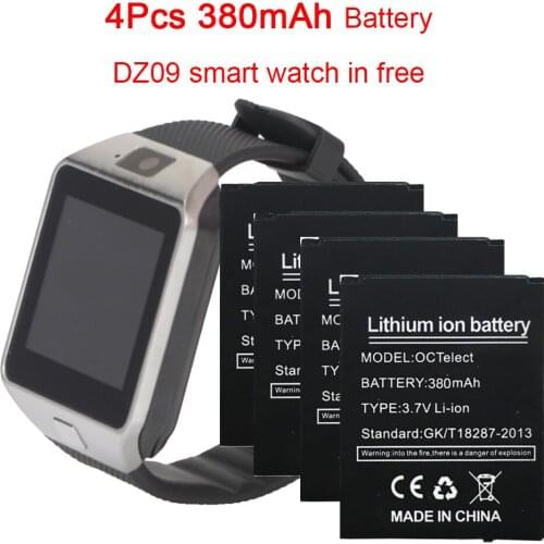 OCTelect 4PCS 380mAh High Quality SmartWatch battery For DZ09 Smart Watch Battery DZ09 smart watch in free