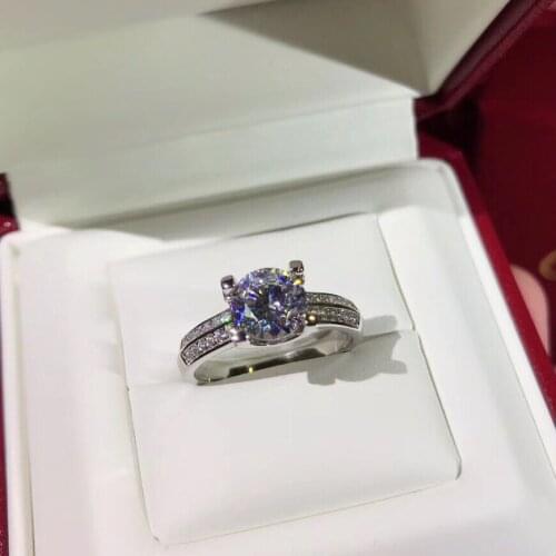 Famous Brand 925 Sterling Silver Jewelry For sweet lovers rings micro inlay zircon four claw ring couples wedding ring