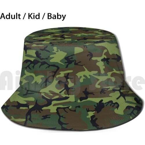 Military Camo Pattern , Army Camouflage Bucket Hat Adult kid baby Beach Sun Hats Military Camo Pattern Army Camouflage