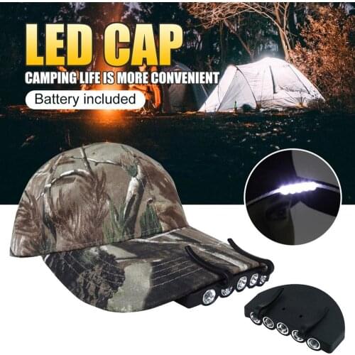 5 LED Practical Head Lamp Night Light Fishing For Outdoor Camping Hunting Hiking Hat Torch Hunt Cap With Clip