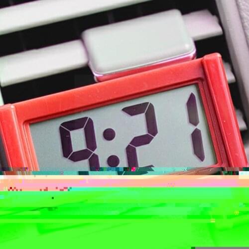 Simple 1pc Mini LCD Screen Digital Clock Car Dashboard Red/Purple/Blue Time Clocks Clock Desk Supplies Color Home Study C4R9