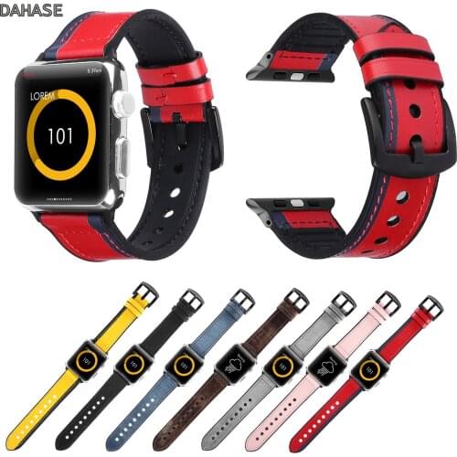 TPU Genuine Leather Strap for Apple Watch Series 5 4 3 2 1 Band 38mm 42mm 40mm 44mm Replacement Watchband for iWatch