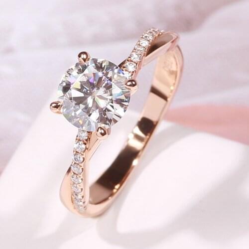 Romantic 18K Rose Gold Ring special design Moissanite Ring Anniversary Ring round brilliant excellent cut 1ct