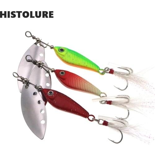 HISTOLURE Spoon Spinner Metal Fishing Lure 15g Sequin Artificial Wobbler Fishing Bait With Blood trough Treble Hooks Lures
