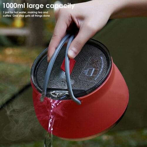 Outdoor Silicone Kettle Portable Foldable Water Pot Stainless Steel Bottom Folding Water Kettle Tableware Camping Essentials