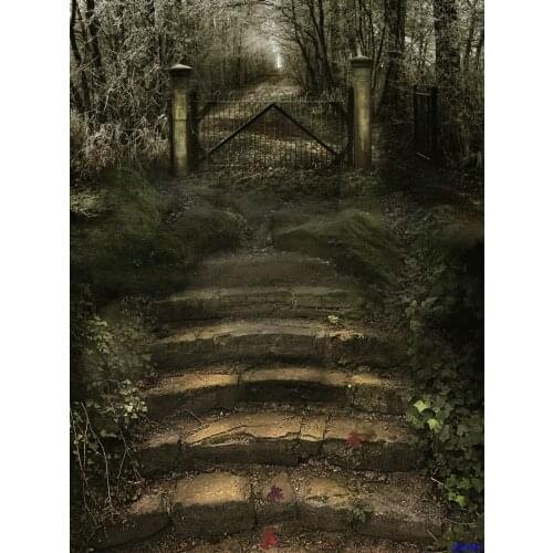 VinylBDS Nature Backdrops Forest Meadow Naturalism Photography Background Brick Ladder Iron Gate Halloween Backdrops