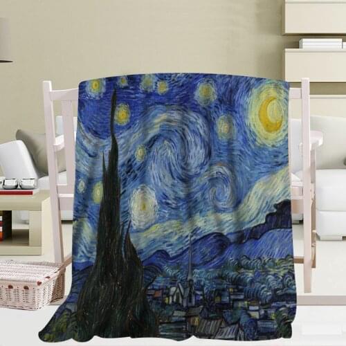 High Quality Van Gogh Starry Night Blankets 3D Printing Soft Blanket Throw On Sofa/Bedding Portable Adult Travel Cover Blanket