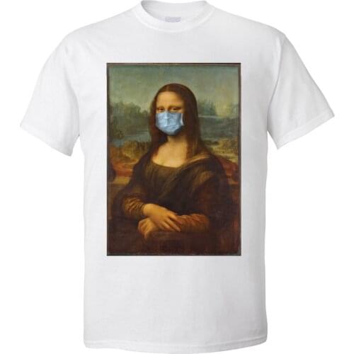 Funny Men Tshirt Mona Lisa Face Mask T-shirts Prevailing Casual 100% Cotton Fabric O Neck Young Tops T Shirts Sweatshirts