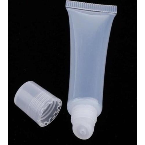 1pc Cosmetic Lip Gloss Empty Refillable Tubes Plastic Clear Lip Balm Makeup Containers Tools 10ml