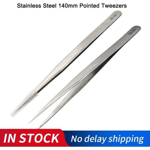 1PC High Precision Stainless Steel 140mm Pointed Tweezers Clamps Lengthened Medical Nest Maintenance