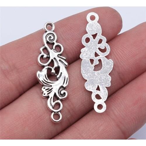 10PCS/lot 36*11mm Flower Metal Charm Cloud Connector Antique Silver Color Making DIY Handmade Tibetan Jewelry DIY