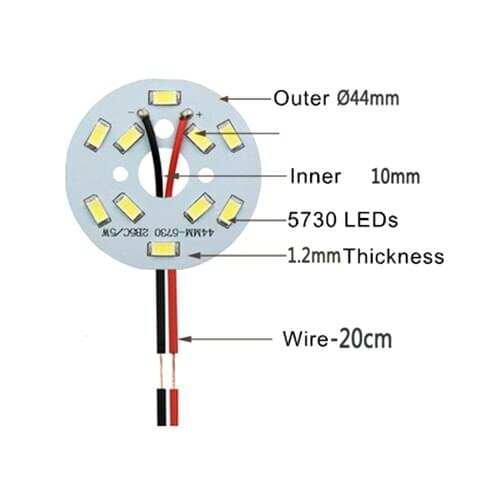 10Pcs SMD 5730 5W 44mm White Light LED Lighting Board Pannel Source Beads Aluminum Plate Base