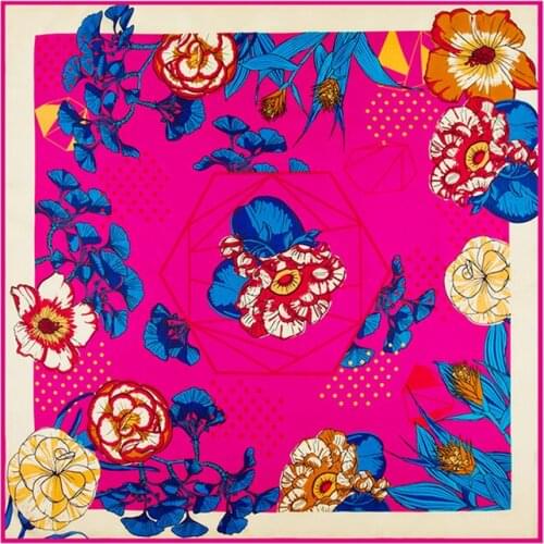 100cm * 100cm 2017 high quality women scarf Kapok spring square scarf ladies flowers scarves lady shawl