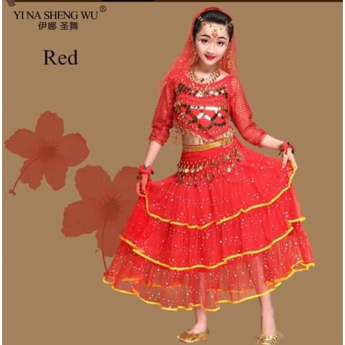 2/3/8pcs Set Kids Belly Dancing Clothing Dance Costumes Bollywood Belly Dance Performance Dancewear Indian Children Girls