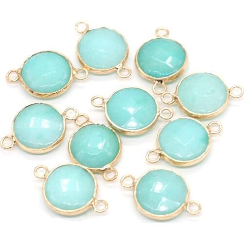 2pcs Reiki Natural Stone Pendant Connector Section Agates Pendant Connector for Making DIY Jewelry Necklace Gift 15x24mm