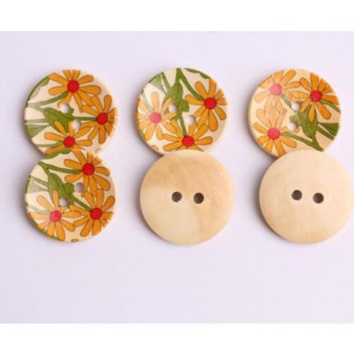 20pcs Round Natural Big Wooden Antique Buttons 30mm Vintage Flowers Pullover Christmas Sweaters Scrapbooking Sewing Accessories