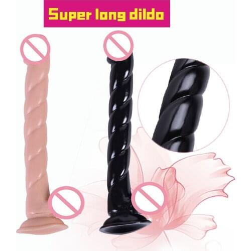 32.5cm Super Long Penis Soft Realistic Female Flexible Spiral Beads Big Dildo Suction Cup Dick Adult Masturbation Flirt Sex Toy