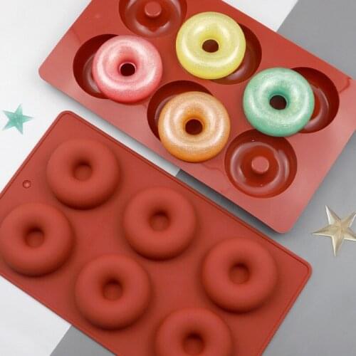 6 Non-Slip Doughnut Silicone Mold DIY Round Cake Circle Biscuit Muffin Mold Donut Candy Chocolate Ice Cube Molds Kitchen Tool