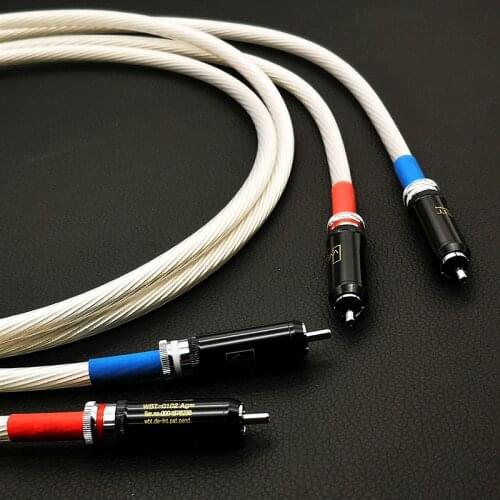 AHSY A Pair 24 Gestrandet Einzigen 5NOCC Silber Uberzogene With WBT 2 RCA Hifi Audio Signal Kabel Verstärker Anschluss DVD Cable