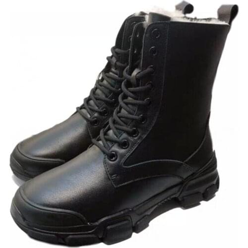 Stivali Donna Winter Fur Boots Genuine Leather Short Luxury Platform Ankle Boots Warm Lace Up Ladies Shoes Women Female Shoes