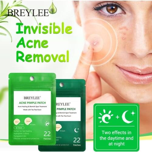 BREYLEE Daily Night Use Acne Pimple Patch Face Mask Tee Tree Serum Invisibility Acne Peeling Treatment Pimple Remover Stickers