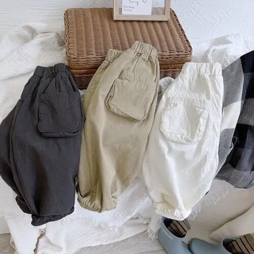 Baby Boys Trousers Spring Autumn Kids Casual Cotton Harem Pants Loose Solid Korean Style Pants For Boy 2-8 Y Toddler Clothing