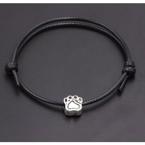 Dog Paw Prints Beads Lucky Red Thread Beads Bracelet Diy Handmade Charm Bracelets for Women Fashion Jewelry