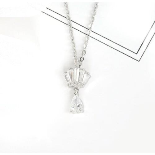 Hiyong 925 Sterling Silver Necklace Crown Pendants Necklaces Clavicalis Chain Choker Shiny Cute Girl Gift Fine Jewelry Wholesale