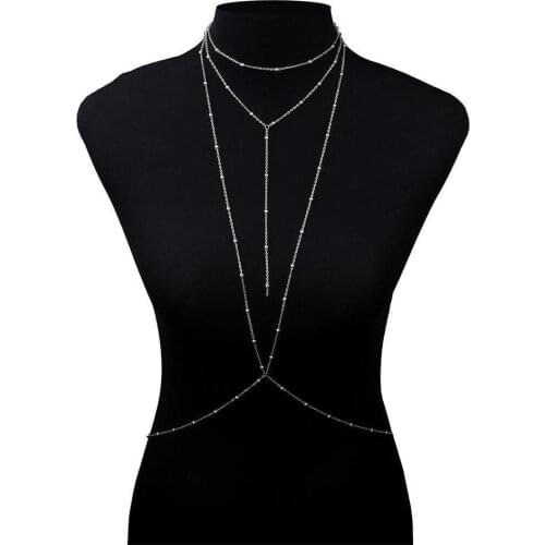 54cm Body Chain Personality Bikini Bra Body Chain Womens Sexy Accessories Bikini Beach Body Chain Simple Ball Chain Jewelr A4L6