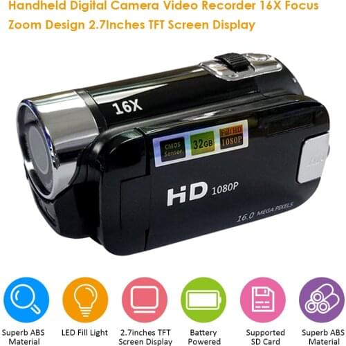 Digital Camera Video Recorder 16X F-ocus Zoom Design 2.7Inches TFT Screen Display Supported S D Card Batter-y Powered Operated