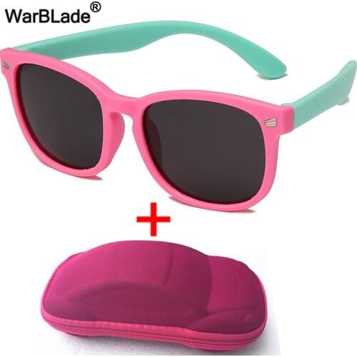 WarBlade With Case Kids Polarized Sunglasses TR90 Flexible Children Sunglasses Retro Boys Girl Glasses Baby Shades Eyewear UV400