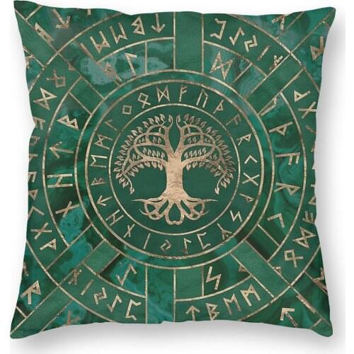Tree Of Life Yggdrasil And Futhark Viking Pillow Case Home Decorative Vikings Cushion Cover Throw Pillow for Living Room
