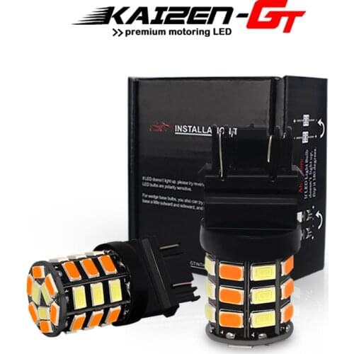 Dual-Color White/Amber T25 3157 P27/5W P27/7W 33-SMD Switchback LED Driving/Parking DRL Light Front Turn Signal Light Bulbs
