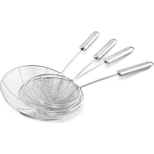Stainless Steel Filter Colander Kitchen Strainer Oval Skimmer Oil Pot Food Filter Cookware Fried Filter Baking Cooking Tools