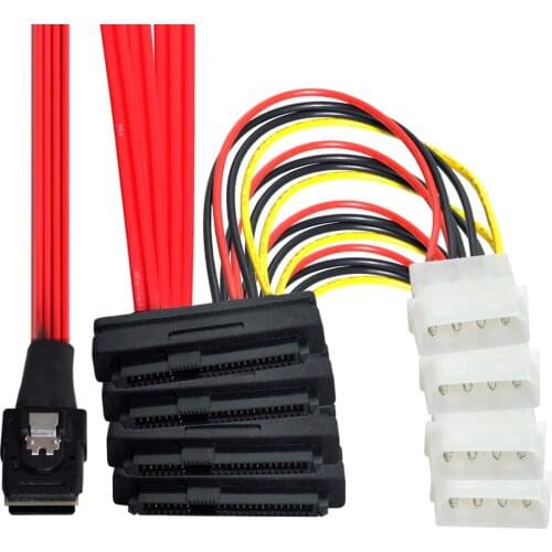 Jimier LSI 3Ware Molex Mini SAS SFF 8087 to SFF 8482 and Power x 4 SAS Cable