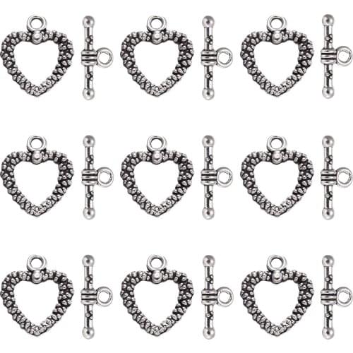 10Sets Antique Heart Shaped Ring Hook Toggle Clasp Hooks Findings For Jewelry Making Competent DIY Bracelet Necklace Accessories