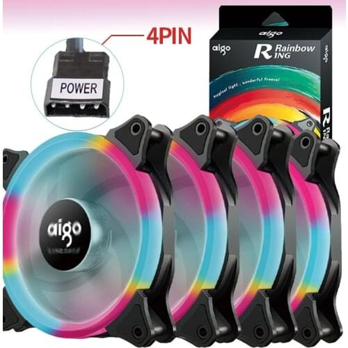 Aigo Rainbow PC Case Fan Cooler 120mm Fan 3pin LED fan Computer Cooling 12V Mute Simple installation Cooler Cooling Computer fan
