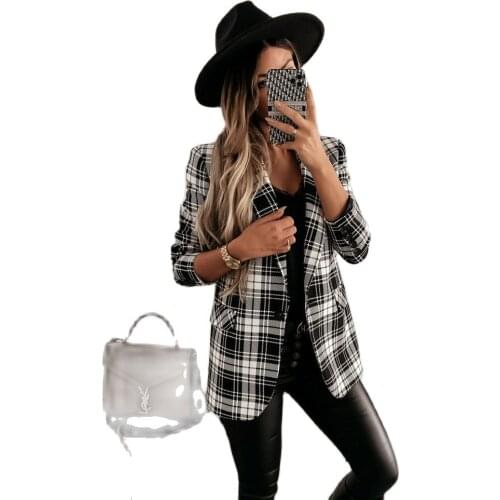 Best Selling Autumn And Winter Long Sleeve High Quality Cheap 2-Color Double-Breasted Suit Collar Printed Jacket Women