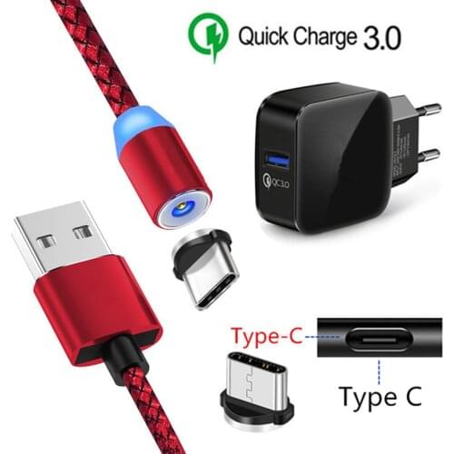 Type C Magnet Charge Cable For Samsung S8 S9 A30 A50 Google Pixel 3a 3 XL Oppo Reno Find X Magnetic USB Wire QC 3.0 Fast Charger