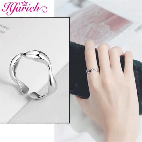 Trendy Exquisite Silver Color Adjustable Jewelry Simple Smooth Tortuous Shape Open Ring for Women Accessories Gift Party