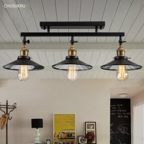 Fashion vintage loft DIY black iron ceiling light home deco mirror glass lampshade 3*E27 Edison bulb dining room ceiling lamp