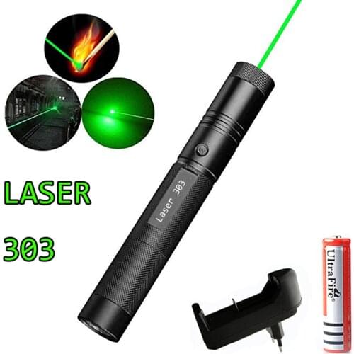Powerful green laser 303 532nm indicator external flashlight professional travel indicator laser with Battery and Charger
