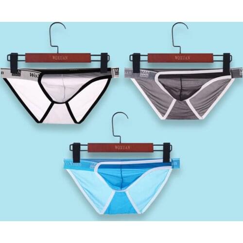 Mens Underwear Ultra-thin Ice Silk Transparent Sexy Briefs Cuecas Jock Straps Calzoncillos Hombre Panties Slip Homme Bikini 2XL