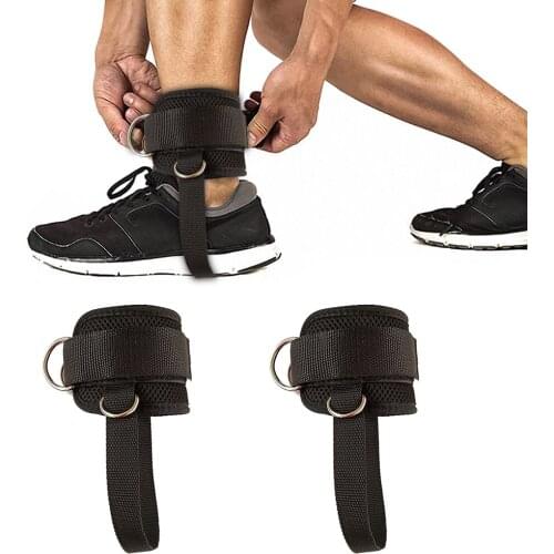 Padded D-ring Adjustable Ankle Strap Kickbacks with Fixed Rope for Cable Machines Women Men Ankle Cuffs Glute Leg Butt Fitness
