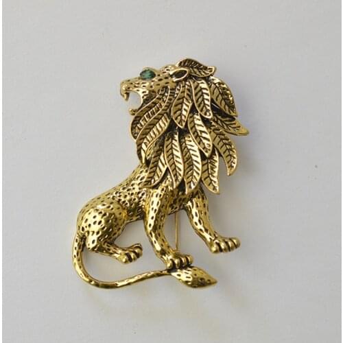 MZC Vintage Gold Lion Brooch Men Suit Harajuku Broches Lapel Hijab Pins Broach Cheap Male Jewelry Acccessories X1673